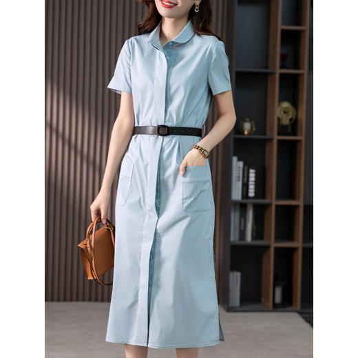 85216原形法式衬衫裙女中长款连衣裙2024春夏季新款收腰显瘦直筒裙子 商品图2