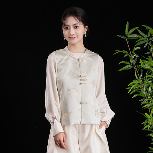 荷言GL 沐柳风 原创新中式马甲金鱼花纹织锦坎肩背心旗袍春夏 商品图4