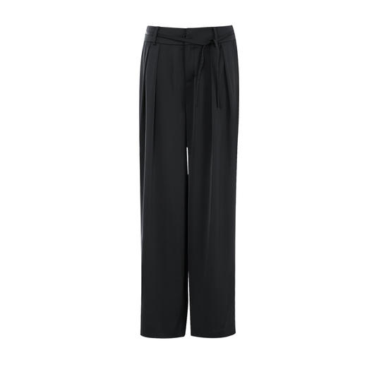 EITIE爱特爱系带高腰直筒阔腿休闲裤黑色通勤大气显瘦夏季新款B05104 商品图5