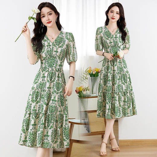 时尚气质显瘦，法式碎花连衣裙HR-ZRX5181 商品图1