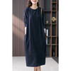 87824原形宽松显瘦连衣裙女长袖2024春季新款韩版高级感圆领直筒长裙子 商品缩略图4