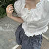 Read Nameless /白色v边娃娃衬衫+深蓝格子花苞裙裤 商品缩略图9