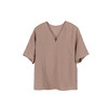 绽放361朵【甜茶系列·卡布奇诺】法国进口砂洗亚麻v领短袖衬衫 商品缩略图6
