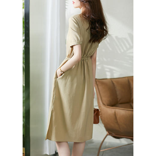 84615原形天丝连衣裙女收腰薄款2024春夏新款衬衫裙宽松显瘦中长款裙子 商品图2