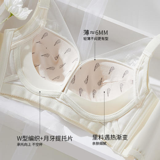 雅黛丽内衣女大胸显小薄款甜美蕾丝舒适文胸上托收副乳无钢圈美背内衣女 商品图3