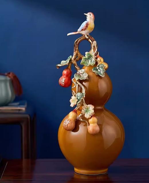 【彼达思】福禄呈祥摆件新中式玄关葫芦摆件珐琅彩工艺家居饰品 商品图1