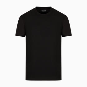【一】EMPORIO ARMANI 阿玛尼 男士带提花徽标的平纹针织圆领短袖T恤 黑色 8N1TD2 1JGYZ 0022