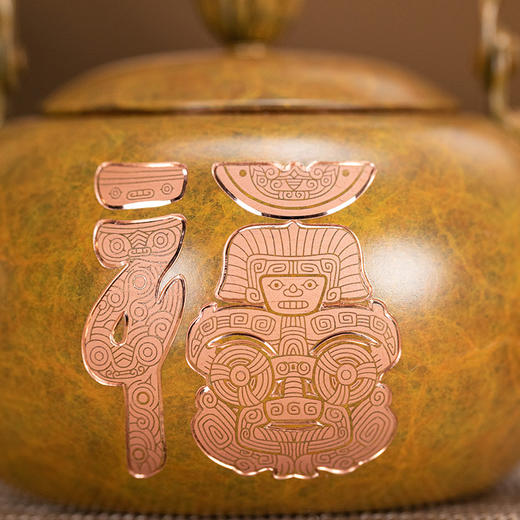 朱炳仁丨三星堆/良渚/红山/殷墟 铜壶 十福全美铜壶 370ml 商品图6