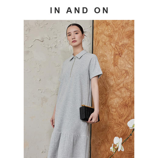 IN AND ON 都市球场 Polo领永迈小提花针织连衣裙54399 商品图0