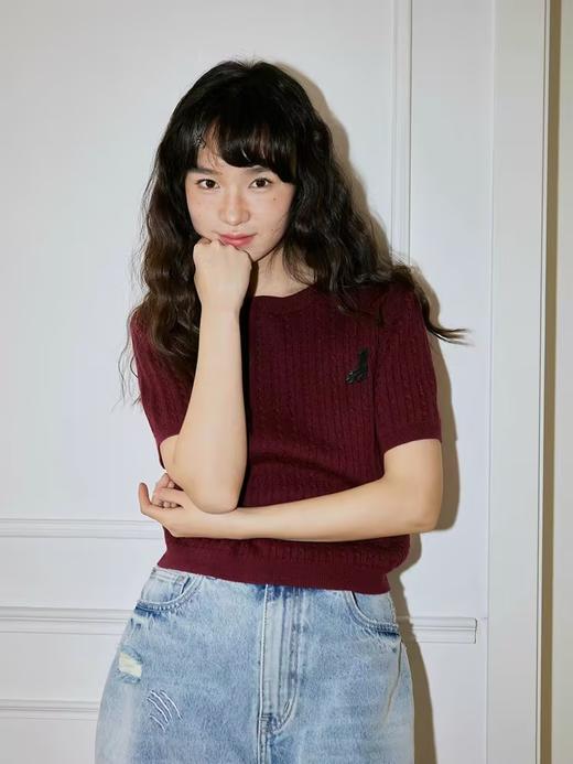 Mood Like Me/MMY2403/炸毛木木猫皮标纽花针织短袖 商品图1