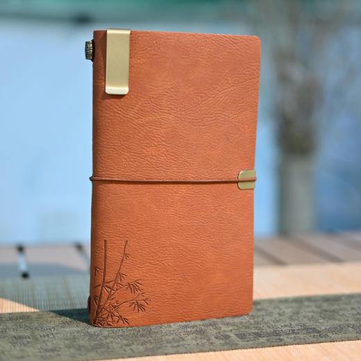 羽诗制造出品 刻竹成诗笔记本黄铜竹节笔黄铜书签礼盒套装 商品图1