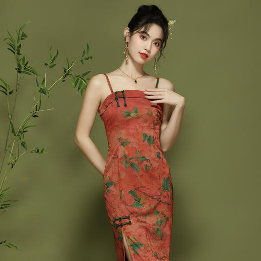 OYCP 24108中式复古国风日常改良吊带旗袍连衣裙 商品图0
