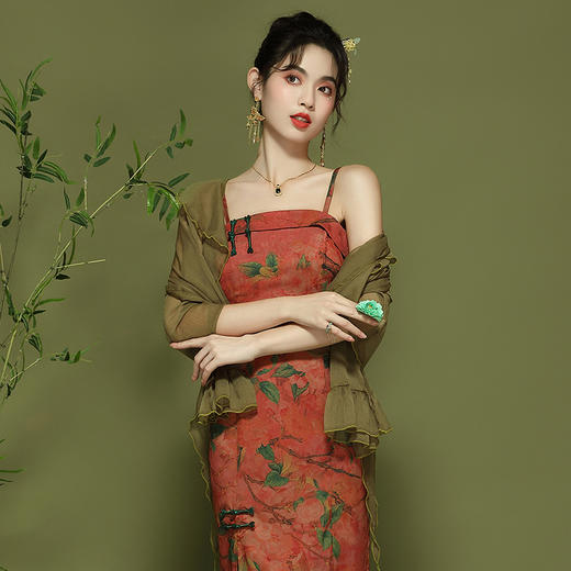 OYCP 24108中式复古国风日常改良吊带旗袍连衣裙 商品图1