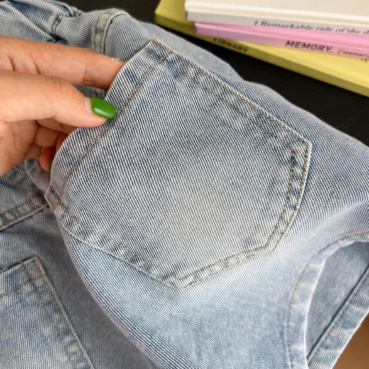 【夏天的百搭单品39/条起】100-170码儿童夏季男女童破洞牛仔中裤聚 商品图6