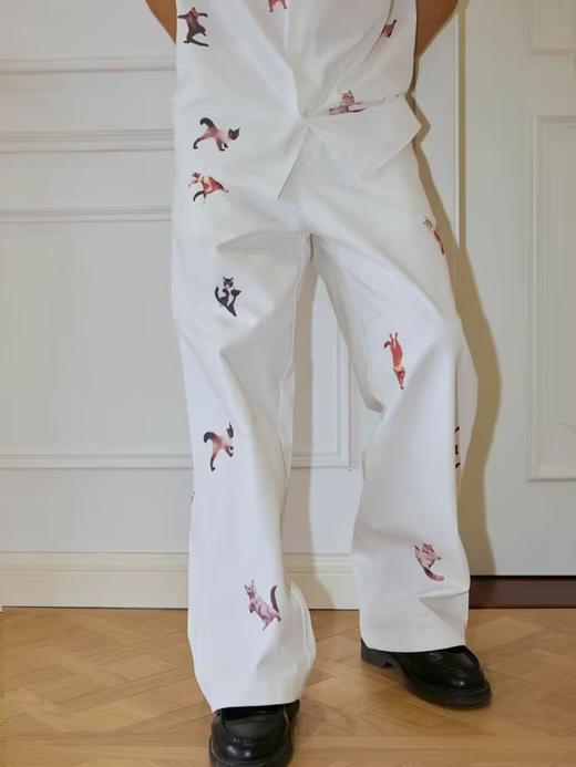 Mood Like Me/MCK2402/“跳舞的猫”满印纯棉休闲长裤 商品图3