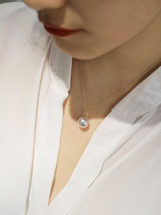 LUCINE 金铃兰18K黄金珍珠吊坠12mm母亲节礼物复古简约大气送妈妈(不含链) 商品图0