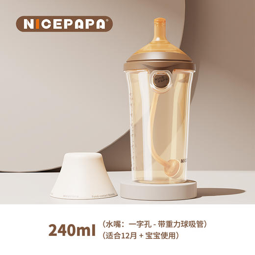ppsu翻盖奶瓶240ml-水嘴-咖啡（有吸管）12月+奶爸爸 商品图0