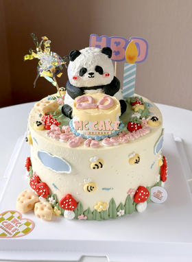 可爱熊猫卡通手绘蛋糕