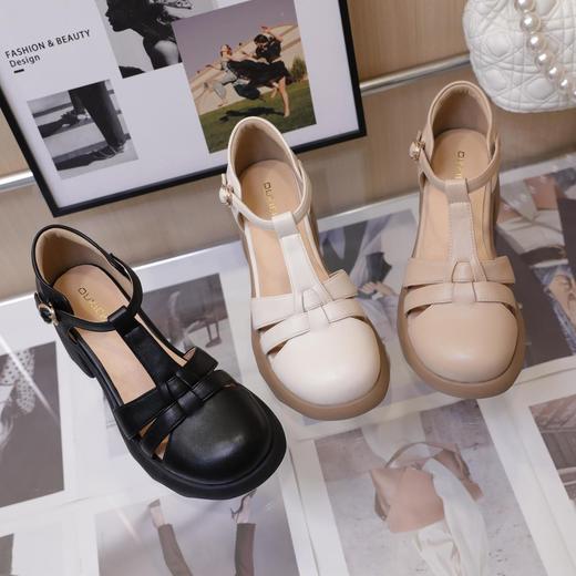 「三色可选！拼团同款」杭州小雨潮鞋同款凉鞋女2024夏季新款玛丽珍软底粗跟浅口圆头女鞋 商品图1