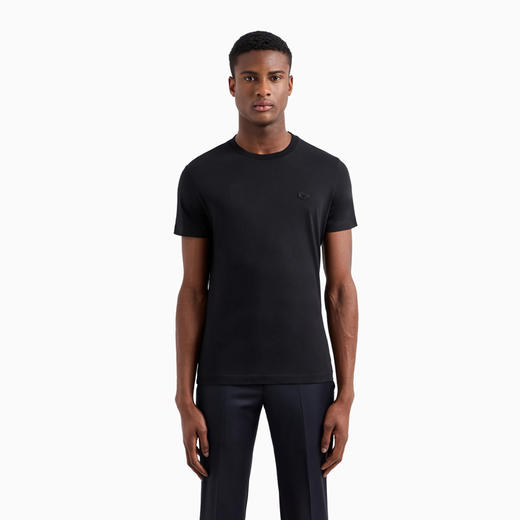 【一】EMPORIO ARMANI 阿玛尼 男士带微型徽标贴片针织圆领短袖T恤 黑色 8N1TQ6 1JRGZ 0999 商品图1