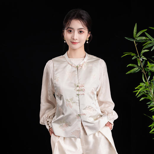 荷言GL 沐柳风 原创新中式马甲金鱼花纹织锦坎肩背心旗袍春夏 商品图1