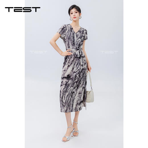 夏上新扎染水墨画修身柔软舒适连衣裙4242105 商品图1