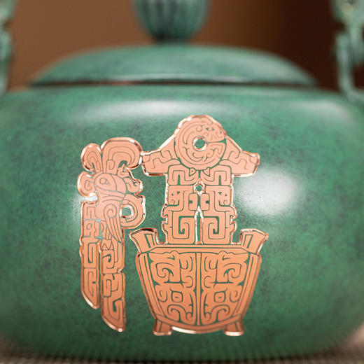 朱炳仁丨三星堆/良渚/红山/殷墟 铜壶 十福全美铜壶 370ml 商品图10