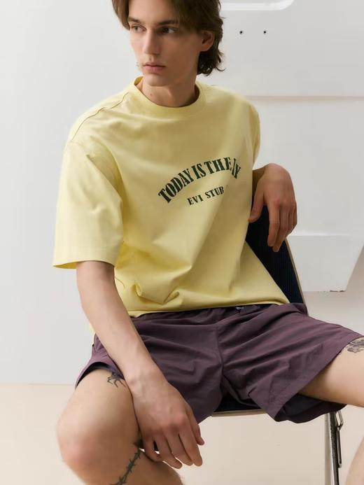 EviStub/E-4XDX92/复古文字水浆印花街头短袖T恤 商品图3