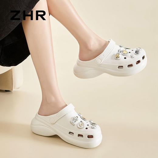ZHR则则软底增高两穿洞洞鞋女2024新款厚底防滑包头休闲凉鞋女鞋 商品图6