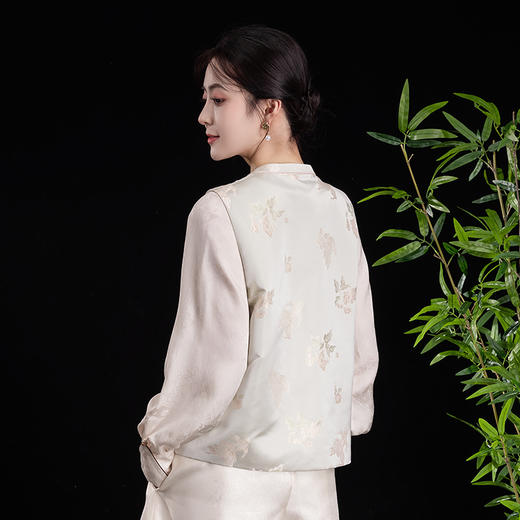 荷言GL 沐柳风 原创新中式马甲金鱼花纹织锦坎肩背心旗袍春夏 商品图2