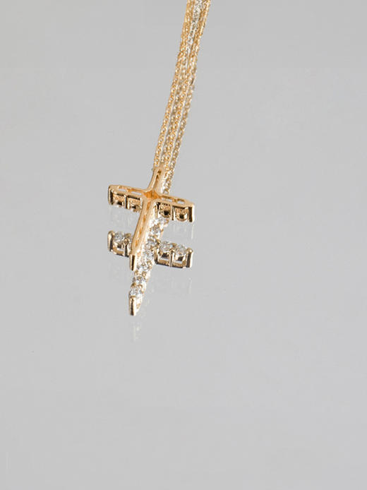 LUCINE 光十字架钻石项链18k黄金定制可调节长链礼物 商品图3