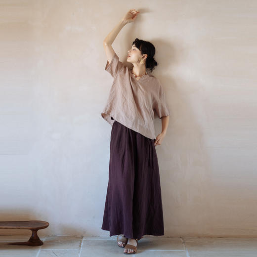 绽放旅行女装362朵/摩卡巧克力砂洗亚麻多穿系带可调节半裙吊带裙 商品图3