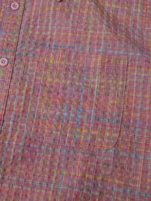 LIVINGTOWN/LT粉粉格纹泡泡纱短衬 商品图3