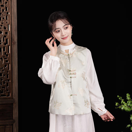 荷言GL 沐柳风 原创新中式马甲金鱼花纹织锦坎肩背心旗袍春夏 商品图3