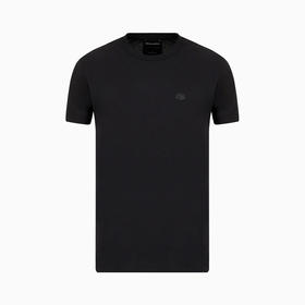 【一】EMPORIO ARMANI 阿玛尼 男士带微型徽标贴片针织圆领短袖T恤 黑色 8N1TQ6 1JRGZ 0999