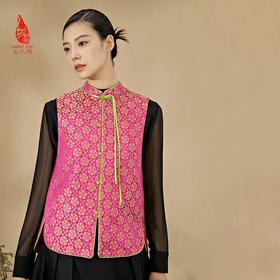 SAINTJOY/上久楷新中式马甲 五湖四海团锦 玫红色DWS24001-3