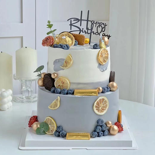 【灰度绅士】-男神双层生日蛋糕 商品图0