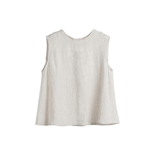 * 绽放370【甜茶系列·果酱和麻薯】空气干洗亚麻小立领A摆无袖背心 商品图4