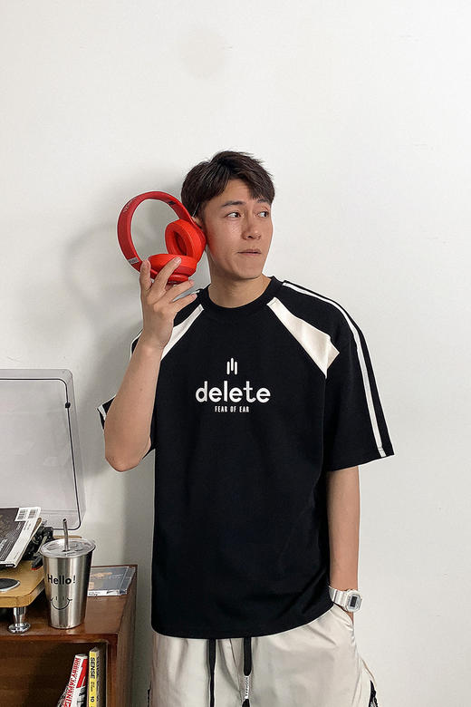 徐太浪美式时尚拼色短袖T恤男夏季透气宽松大码男装圆领中袖上衣 商品图4