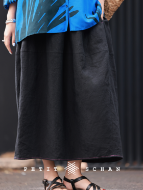 声之形 纯亚麻立体结构分割茧型半身裙