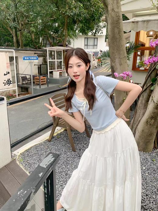 <曾小咸推荐>现货秒杀！微信超特价！【气质输出】蓝色蕾丝绑带长袖 日常119.99 立减60 秒杀59.99！短袖秒杀49.99！！ 商品图14