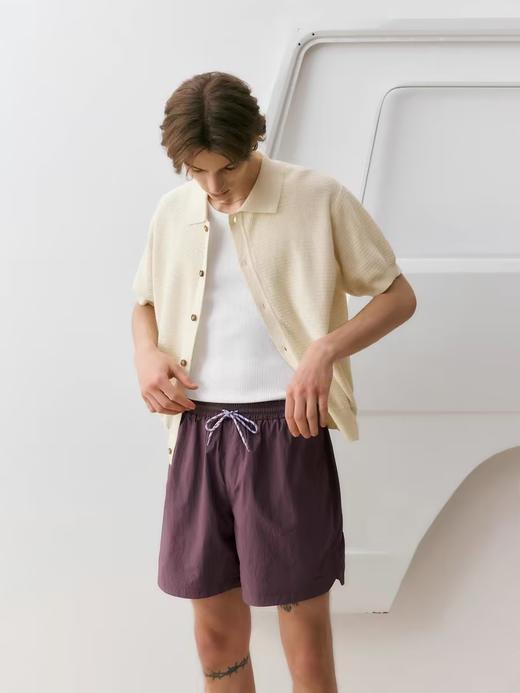 EviStub/E-4XMY602/全棉复古提花针织翻领纽扣开衫短袖 商品图2