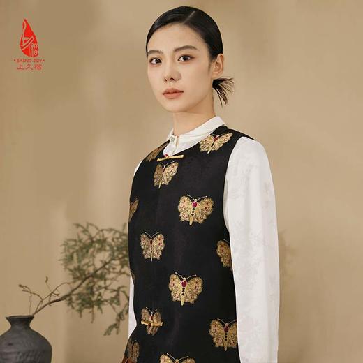 SAINTJOY/上久楷女式宋锦马甲 黑金色 DWS23070 商品图2