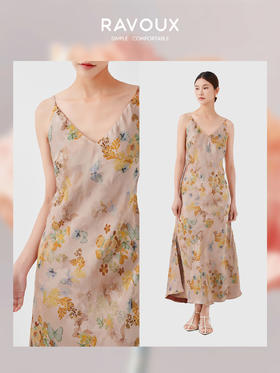 度假风吊带碎花连衣裙