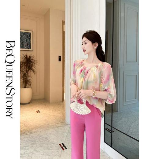 【大货小码捡漏，不退不换】  【千盏琉璃】重工高级感晕染100真丝立体刺绣上衣 商品图0