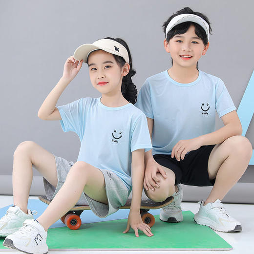 【儿童跑步T恤圆领衫】短袖速干 网眼中大童运动服冰丝 夏季 商品图11