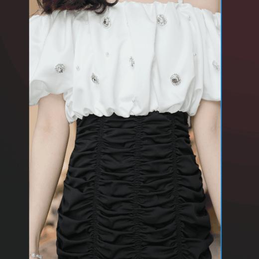 MAXRIENY法式一字肩泡泡袖甜美连衣裙(货号:MS85DR076) 商品图2