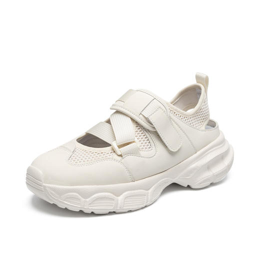 ZHR包头运动凉鞋女2024春夏新款网面镂空透气魔术贴厚底增高老爹 商品图4