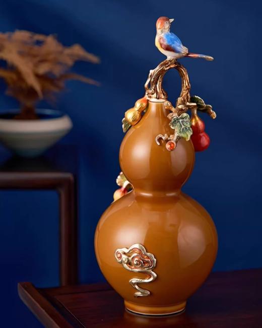【彼达思】福禄呈祥摆件新中式玄关葫芦摆件珐琅彩工艺家居饰品 商品图3