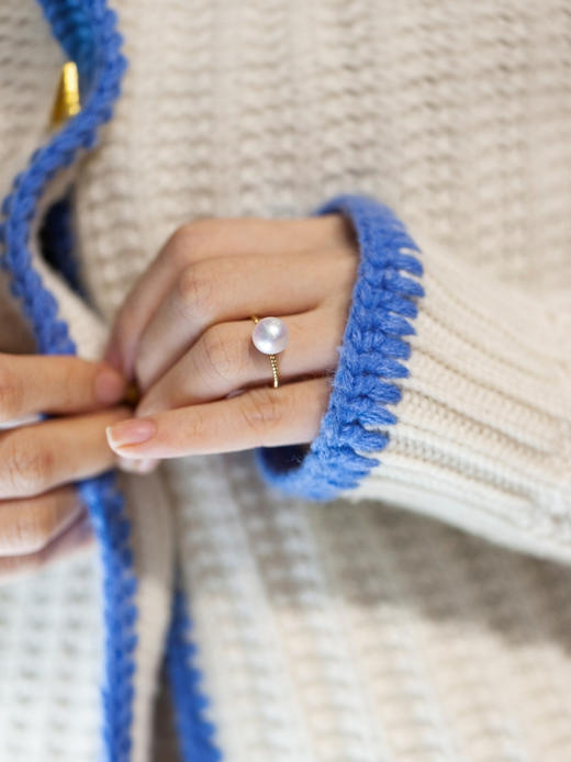 LUCINE 单珠珍珠戒指18K天然淡水珍珠戒 商品图2